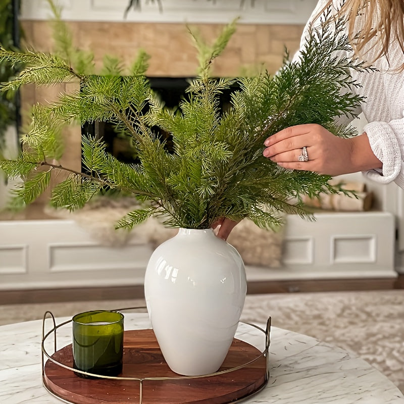 Jarrón de Cerámica Blanco de 10 Pulgadas para Decoración Moderna