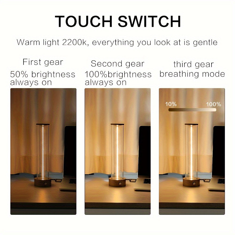 Lámpara de Mesa LED Recargable con Puerto USB y Brillo Ajustable