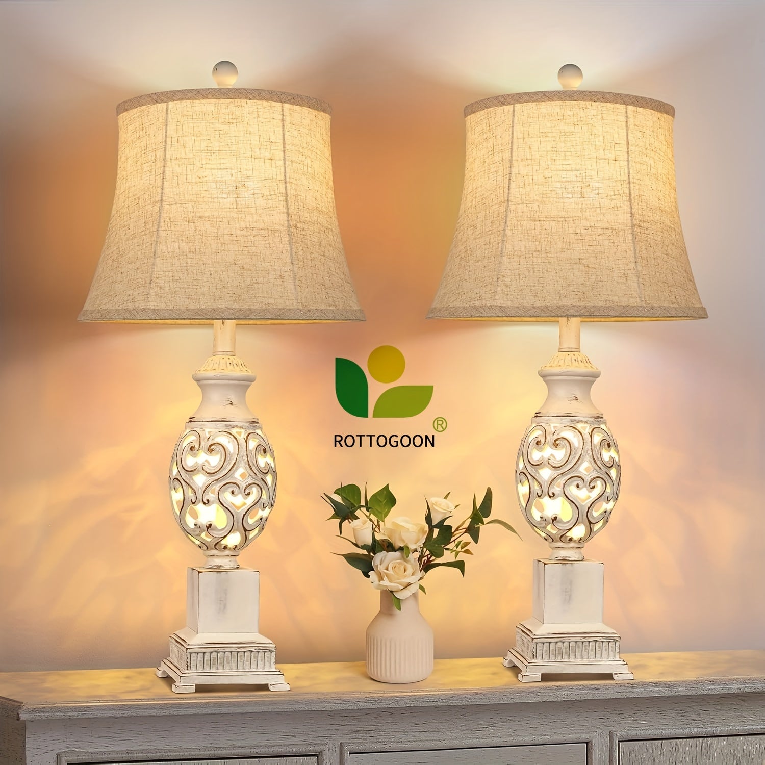 Lámparas de Mesa Vintage de 71 cm con Pantalla de Seda Sintética