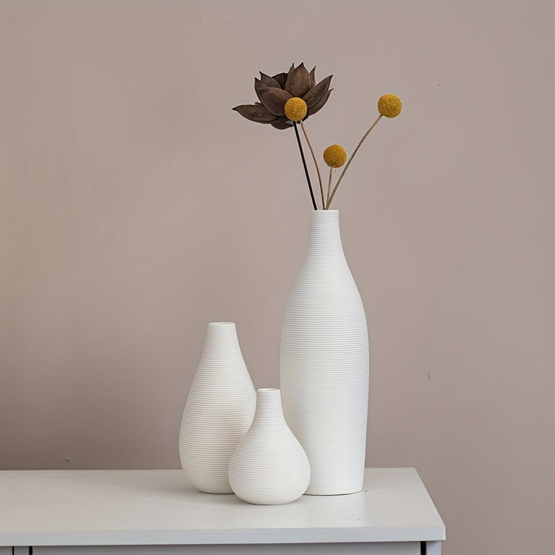 Jarrón Cerámico Bohemio con Diseño Moderno a Rayas