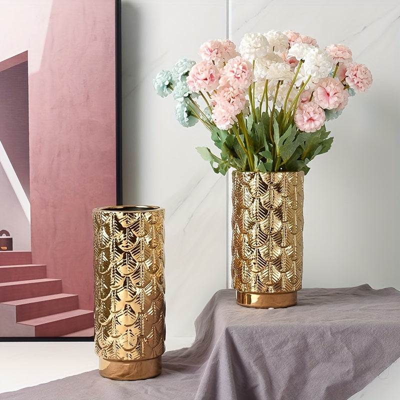 Jarrón de Cerámica Moderno Dorado para Decoración del Hogar