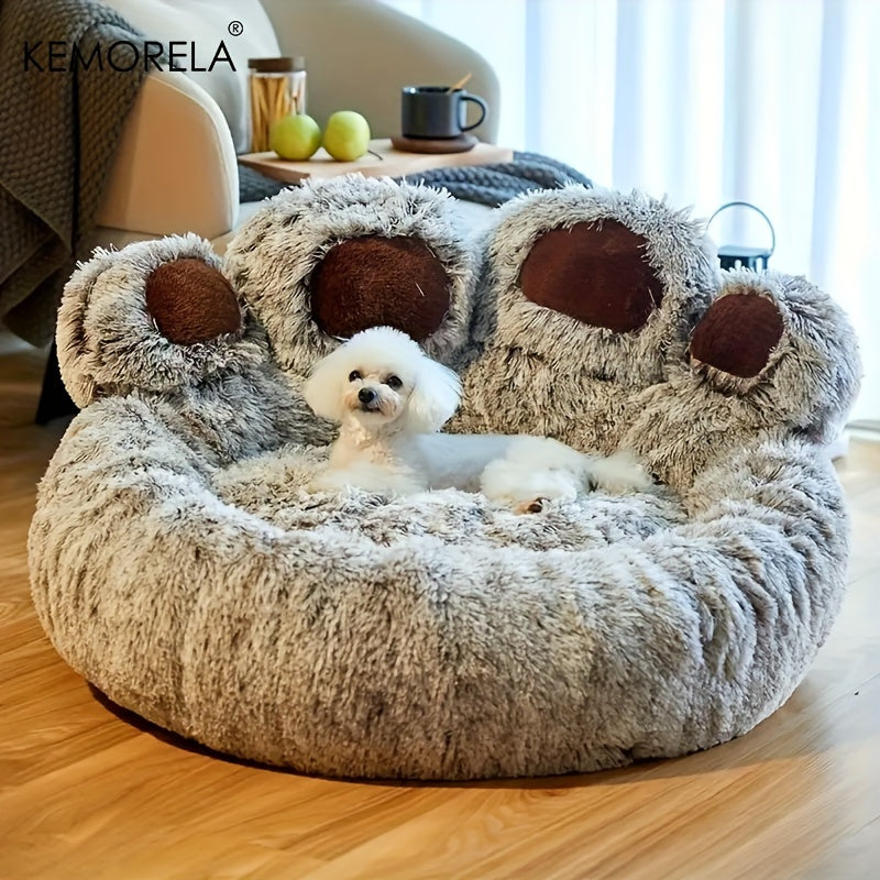 Cama de Peluche en Forma de Pata de Oso para Mascotas Pequeñas