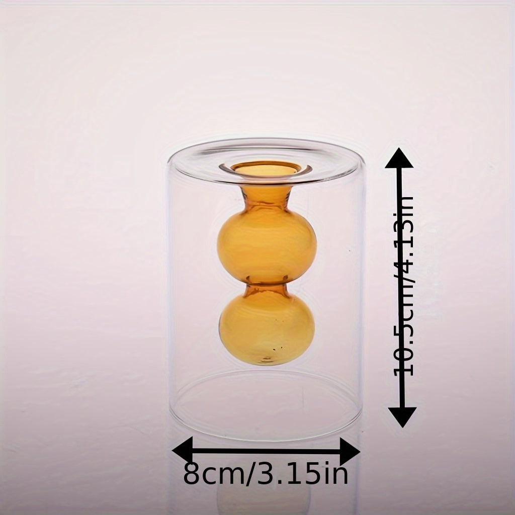 Jarrón de Vidrio Doble Estilo Nórdico Moderno para Aromaterapia y Flores