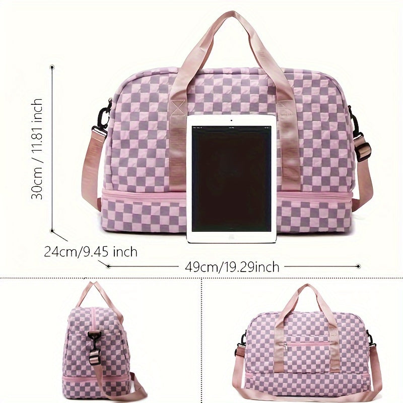 Bolso de Mano Grande con Compartimento para Zapatos y Múltiples Bolsillos