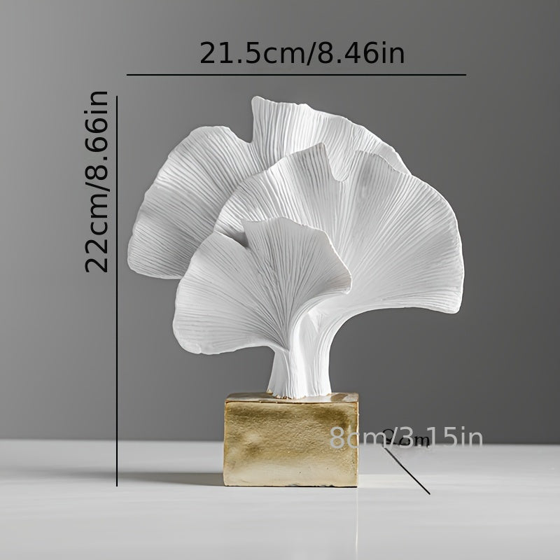 Escultura Abstracta de Hoja de Ginkgo en Resina para Decoración