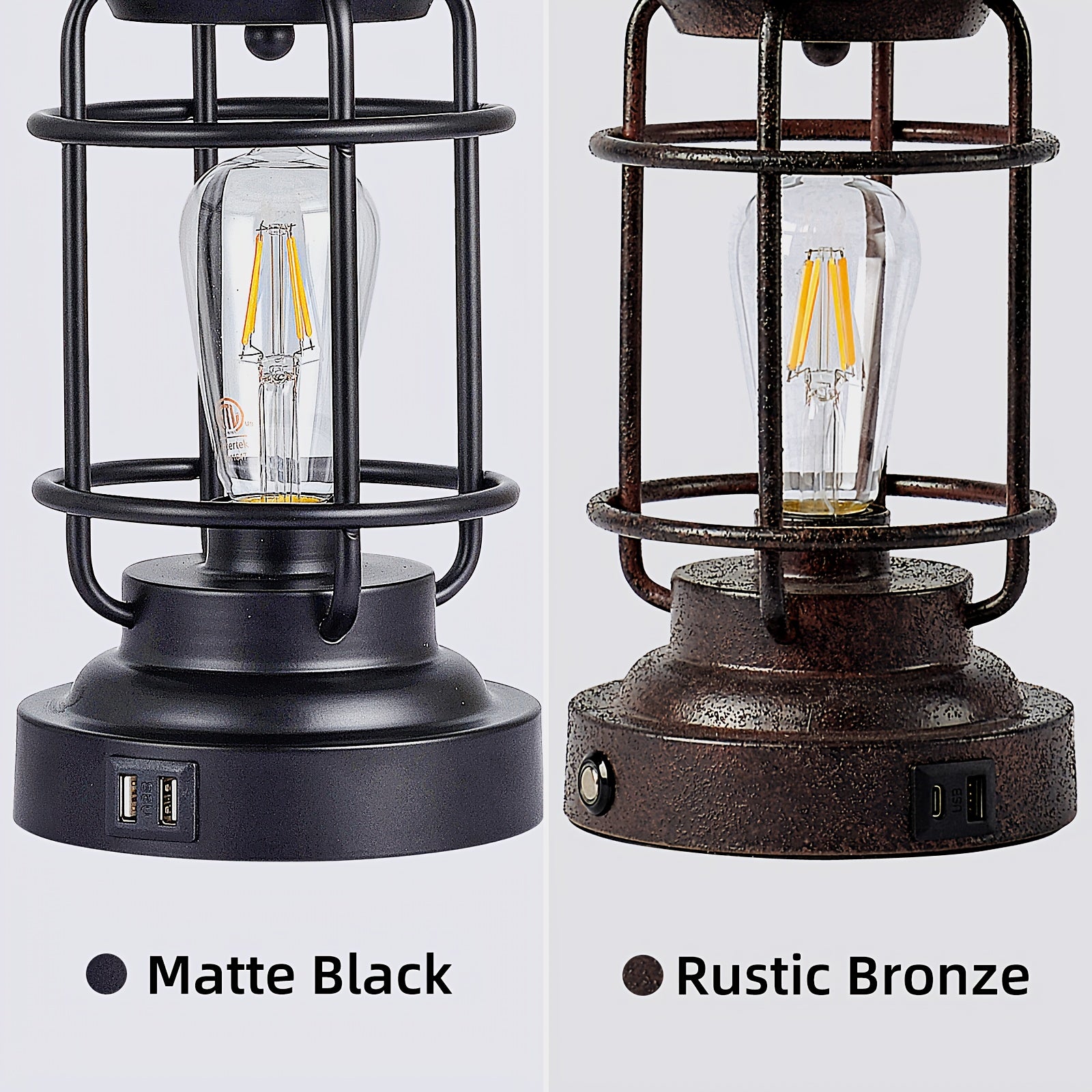 Set de 2 Lámparas de Mesa con 4 Bombillas LED, Luz Regulable