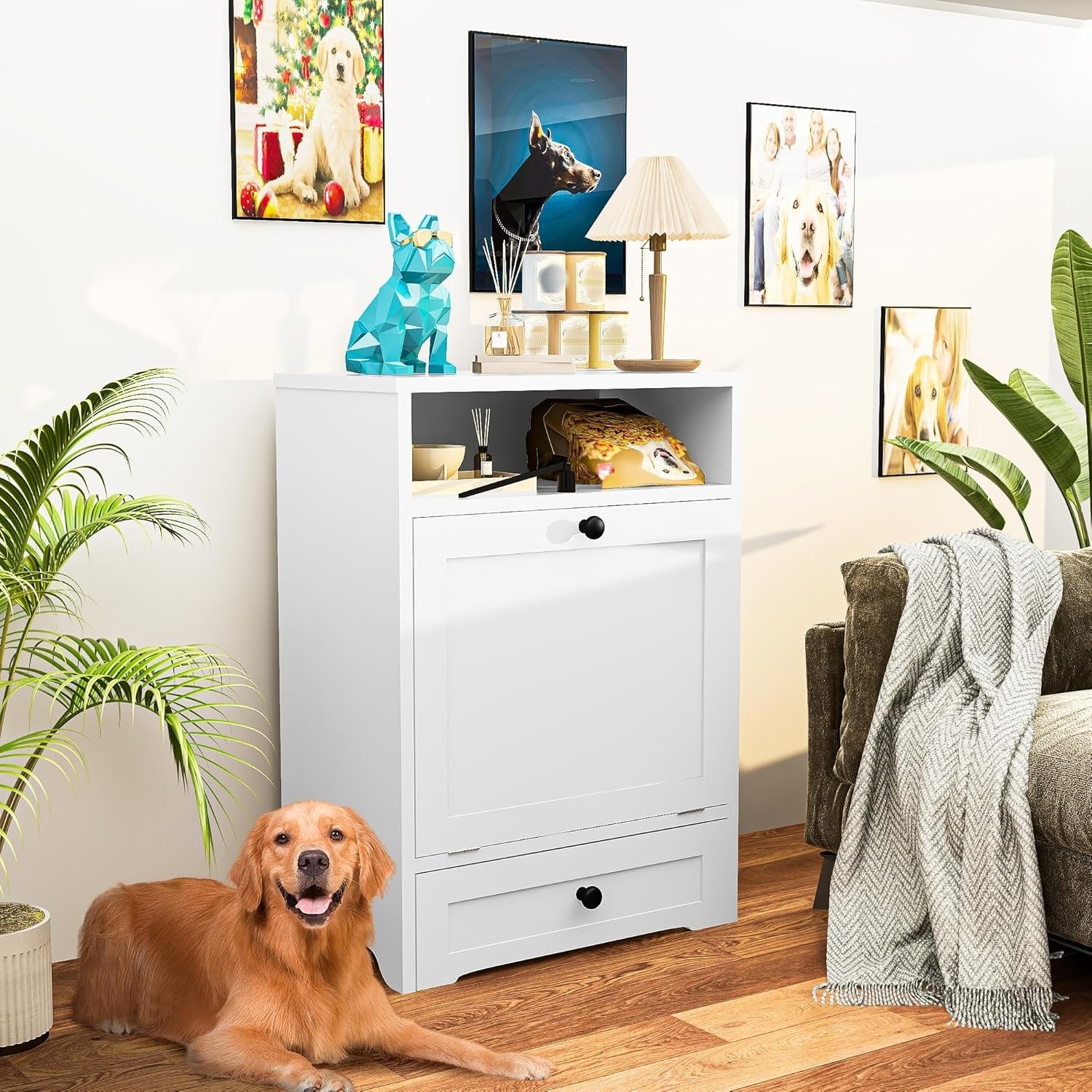 Estación de Alimentación Elevada con Almacenamiento para Mascotas