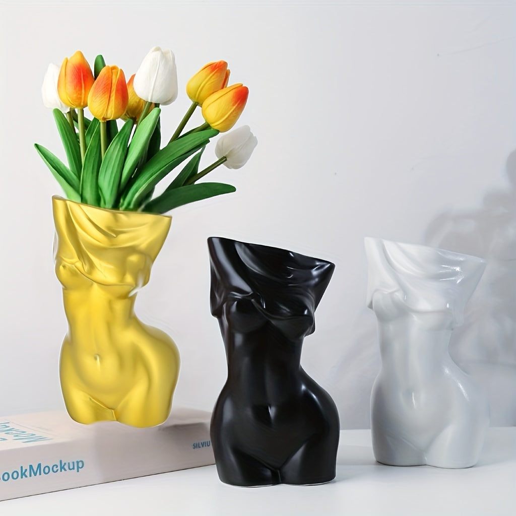 Jarrón de Resina Creativo, Diseño Escultural Humano, Decoración Nórdica