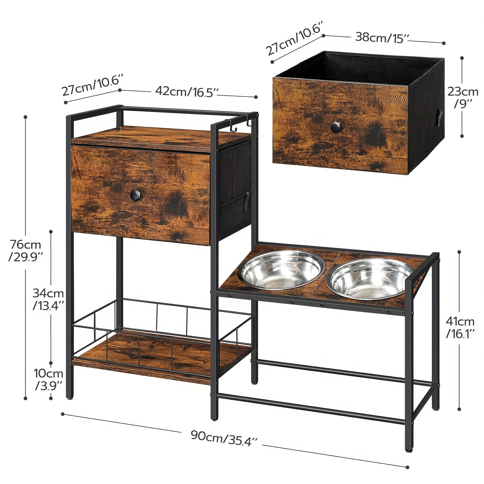 Soporte Elevado para Comedero de Perros con 2 Cuencos Ajustables
