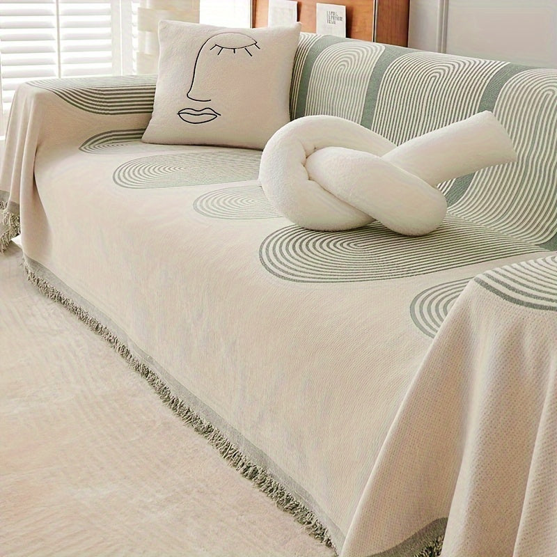 Manta Decorativa Bohemia de Chenilla para Sofá