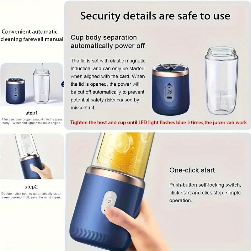 Batidora y Licuadora Portátil 2 en 1 Recargable USB con Doble Vaso