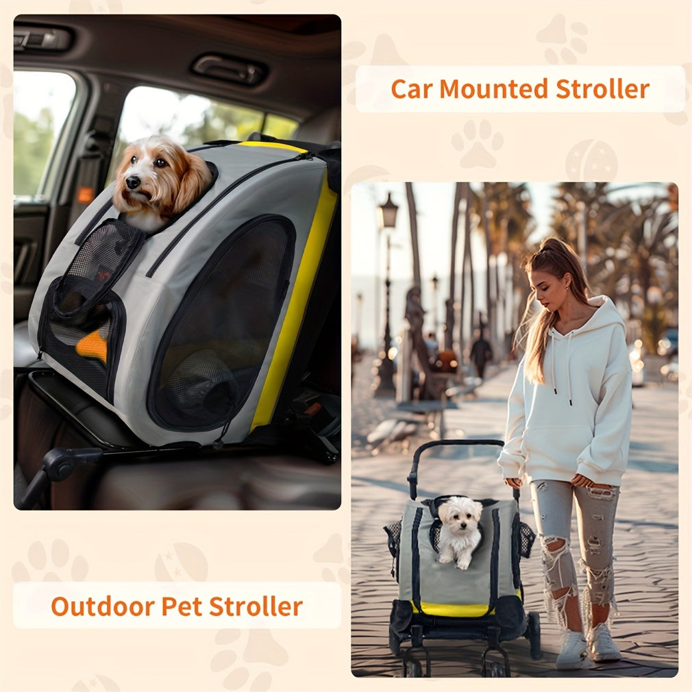 Cochecito de Viaje para Mascotas con Asiento de Coche Desmontable