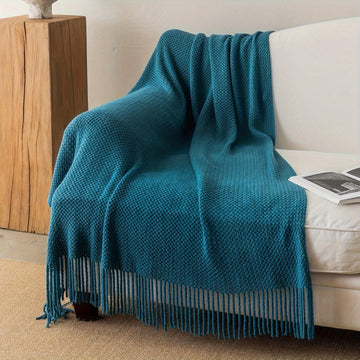 Manta de Punto con Flecos 50x69 Pulgadas, Suave y Ligera