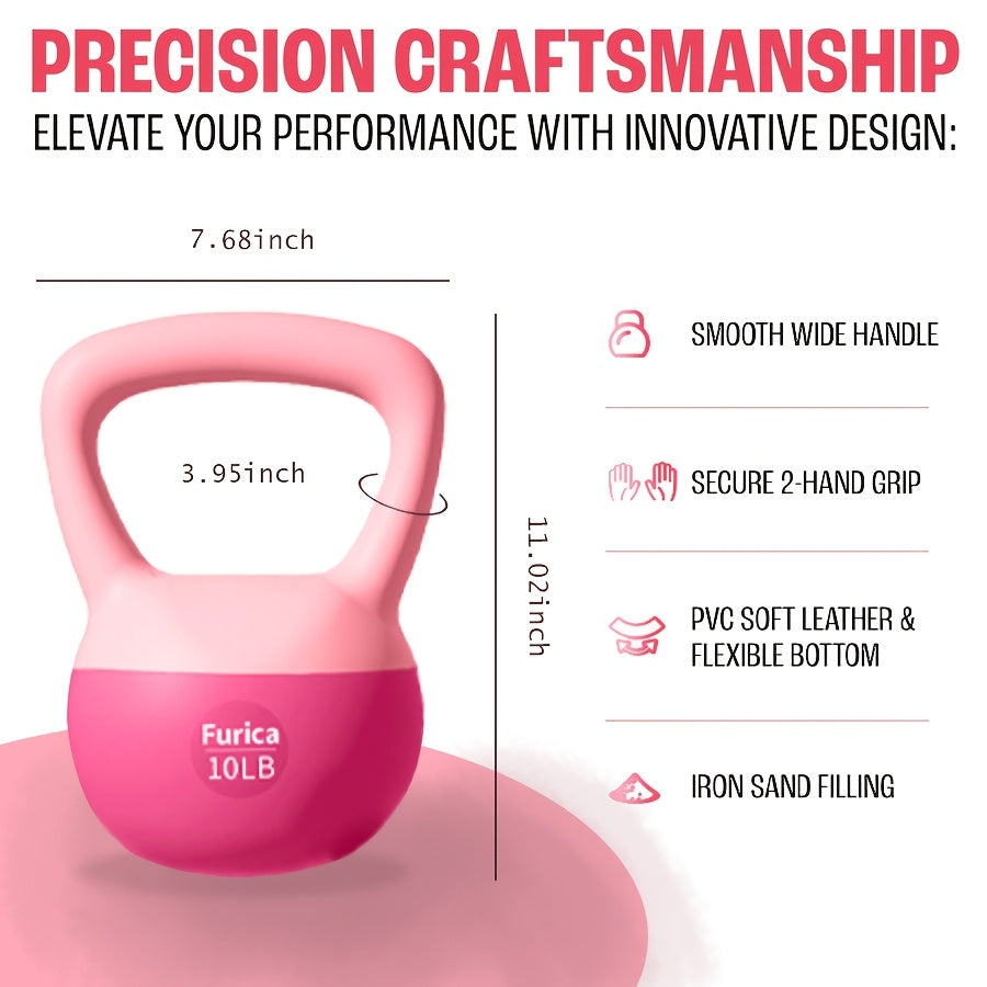 Kettlebell Rojo Suave de Polietileno 5-30LB para Fitness en Casa