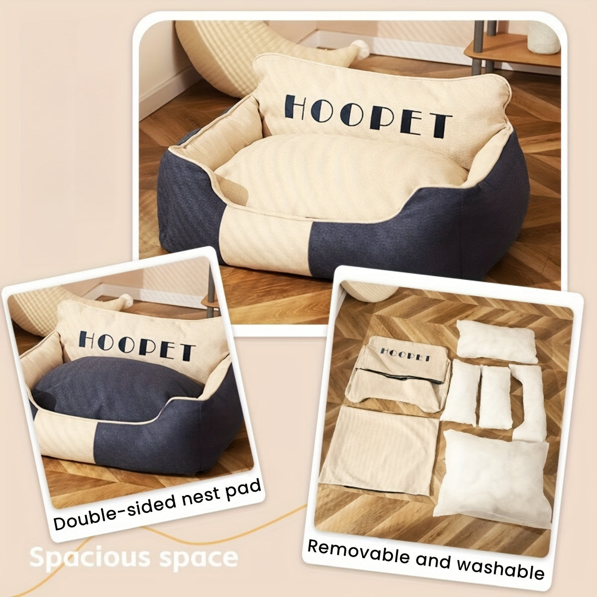 Cama para Mascotas Extra Grande y Duradera - Lavable, Todas las Estaciones