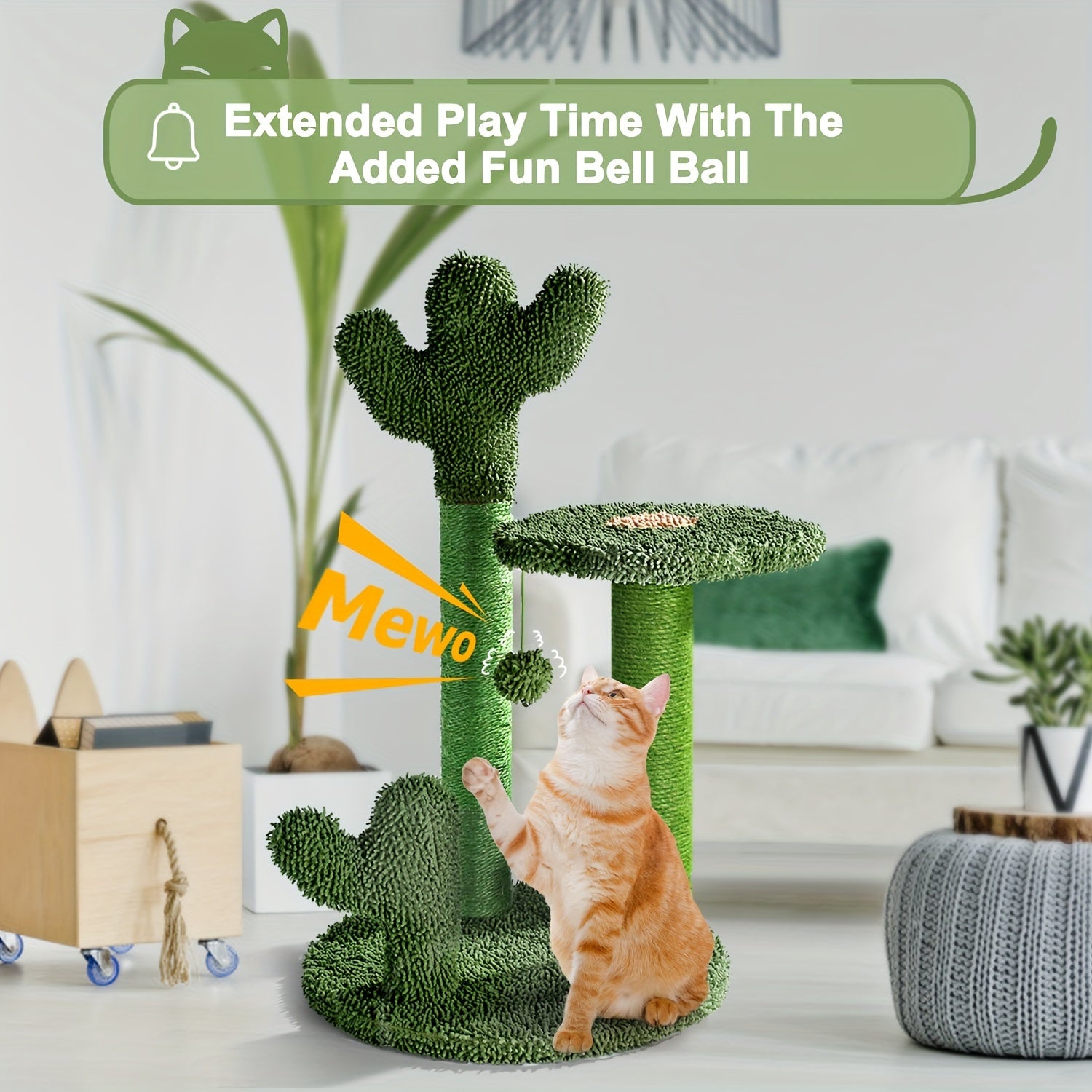 Árbol Rascador Cactus para Gatos con Juguete Colgante