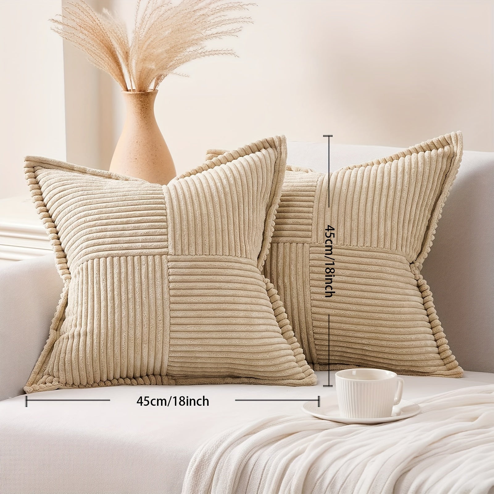 Funda de Cojín de Pana Texturizada, Juego de 2 Unidades