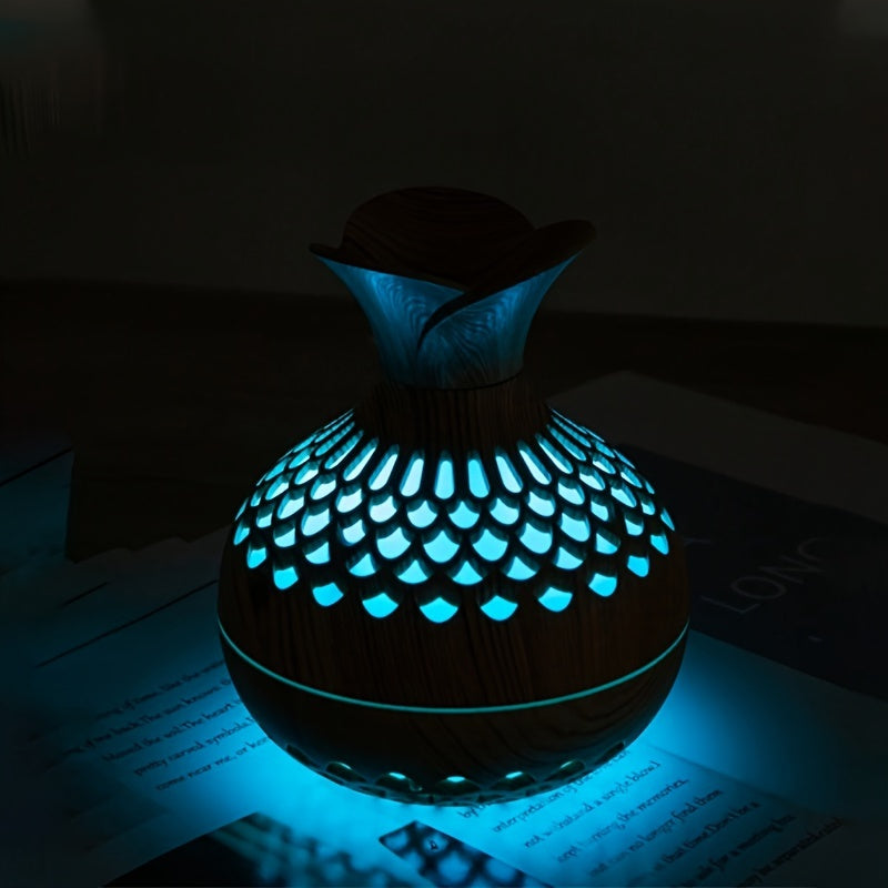 Difusor de Aromas de Madera Oscura con LED y Humidificador USB