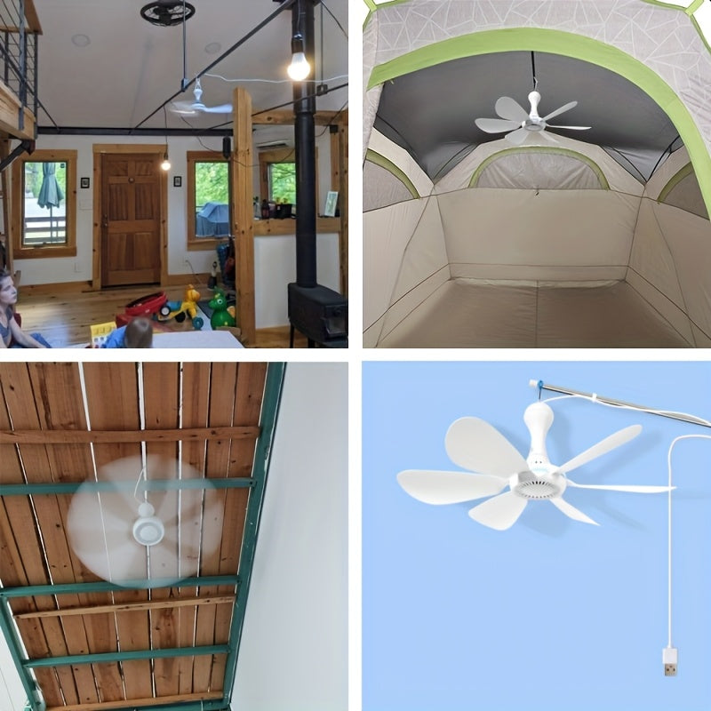 Ventilador de Techo USB Silencioso y Portátil de 6 Aspas