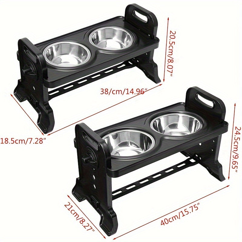 Soporte Ajustable para Comederos de Mascotas en Acero Inoxidable