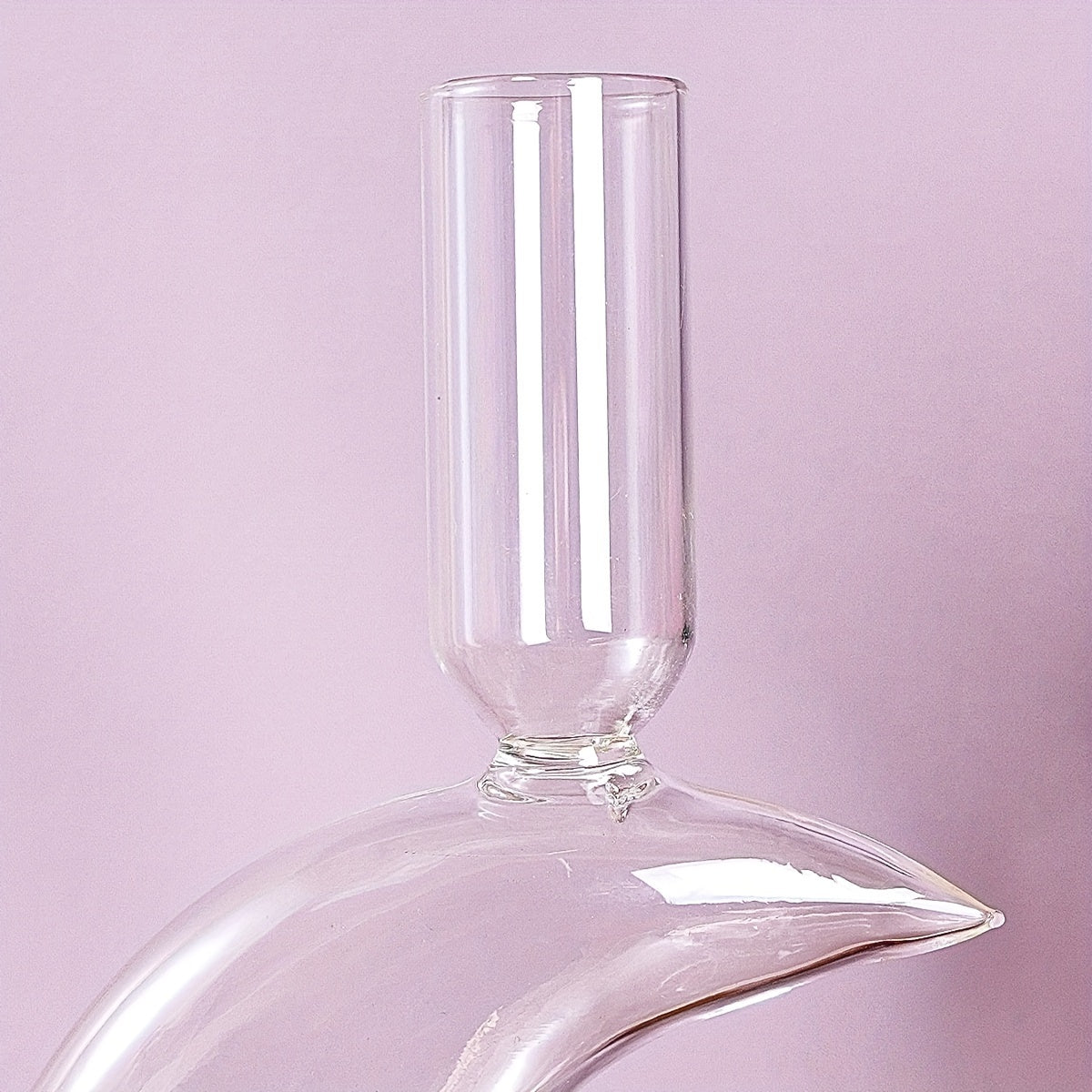 Elegante Portavelas de Cristal en Forma de Luna para Decoración