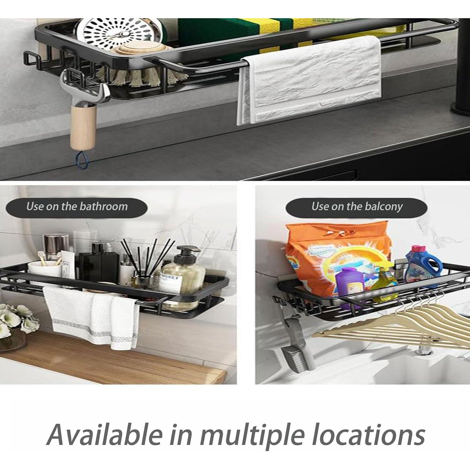 Organizador Metálico Bajo Fregadero con Estante Ajustable y Ganchos