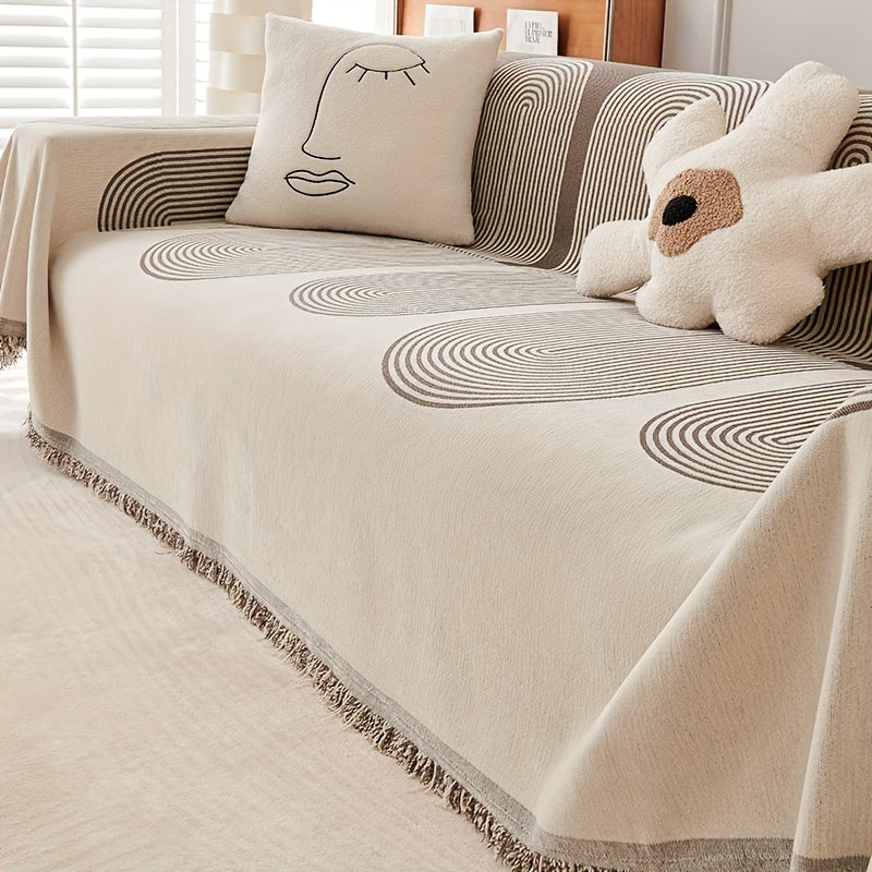 Manta Decorativa Bohemia de Chenilla para Sofá