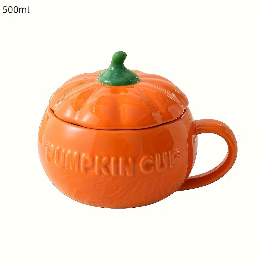 Taza Cerámica Calabaza YumiPLUS con Tapa - Ideal para Bebidas y Sopas