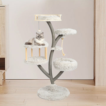 Árbol Rascador de Lujo para Gatos Grandes con Plataforma de Felpa