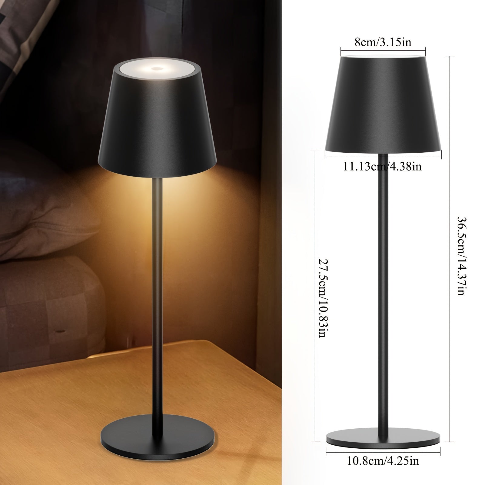 Lámpara de Mesa LED Recargable, 2 Unidades, 3W, Regulable