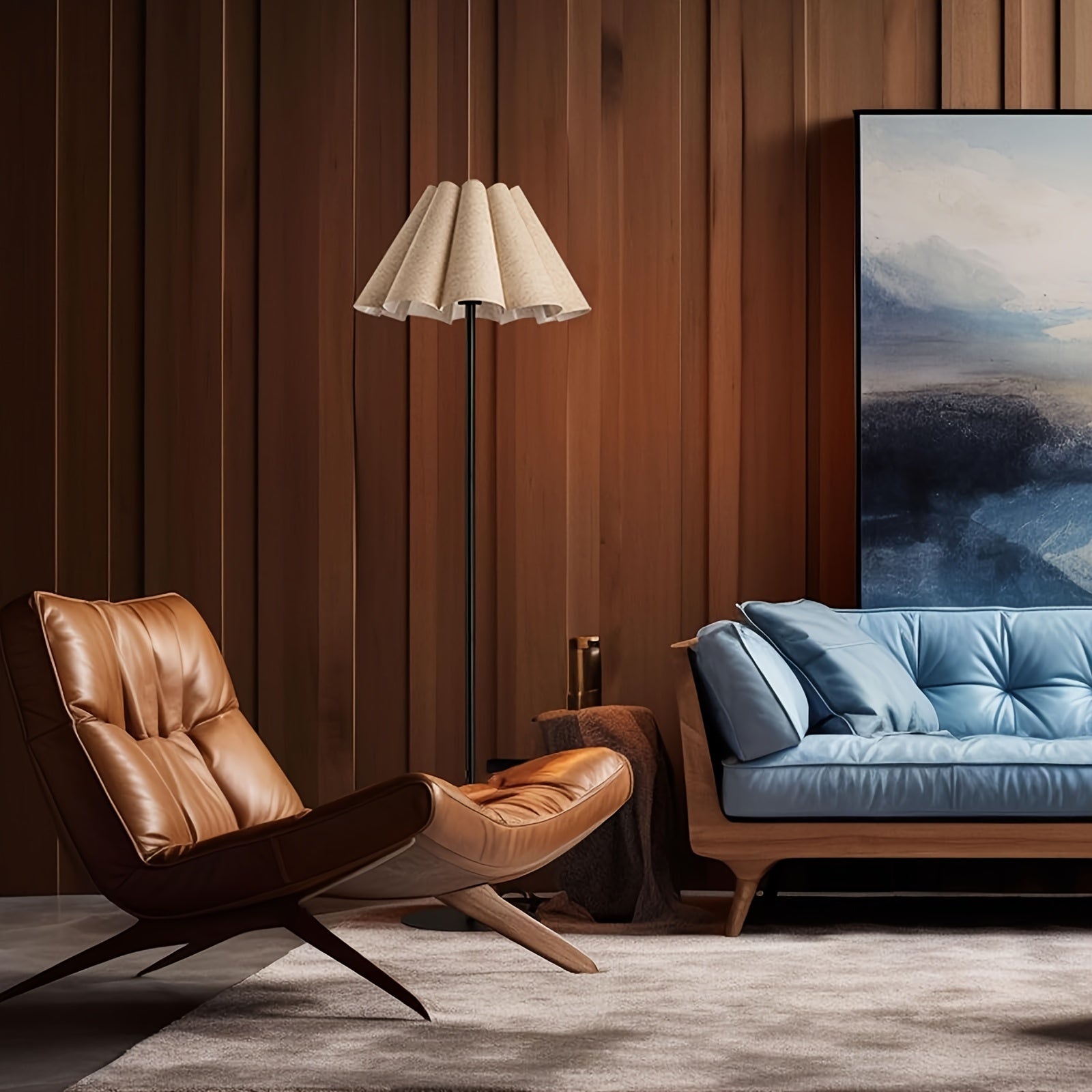 Lámpara de Pie Moderna KUNJOULAM con Pantalla Beige