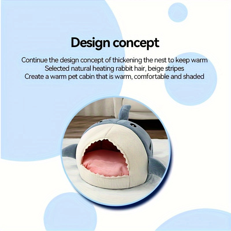 Cama para Mascotas con Forma de Tiburón, Acolchada y Lavable