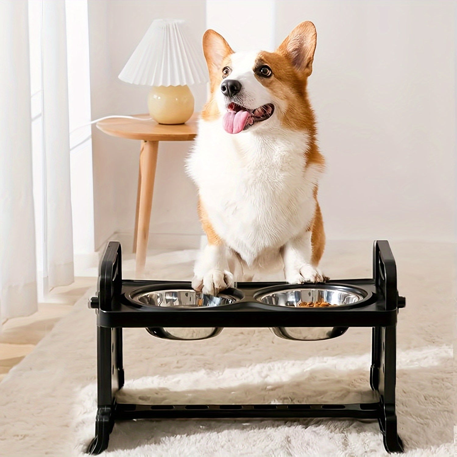 Soporte Ajustable para Comederos de Mascotas en Acero Inoxidable