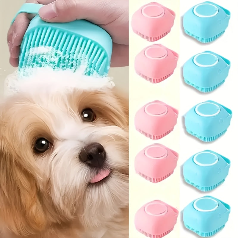 Cepillo de Silicona para Mascotas con Dispensador de Champú