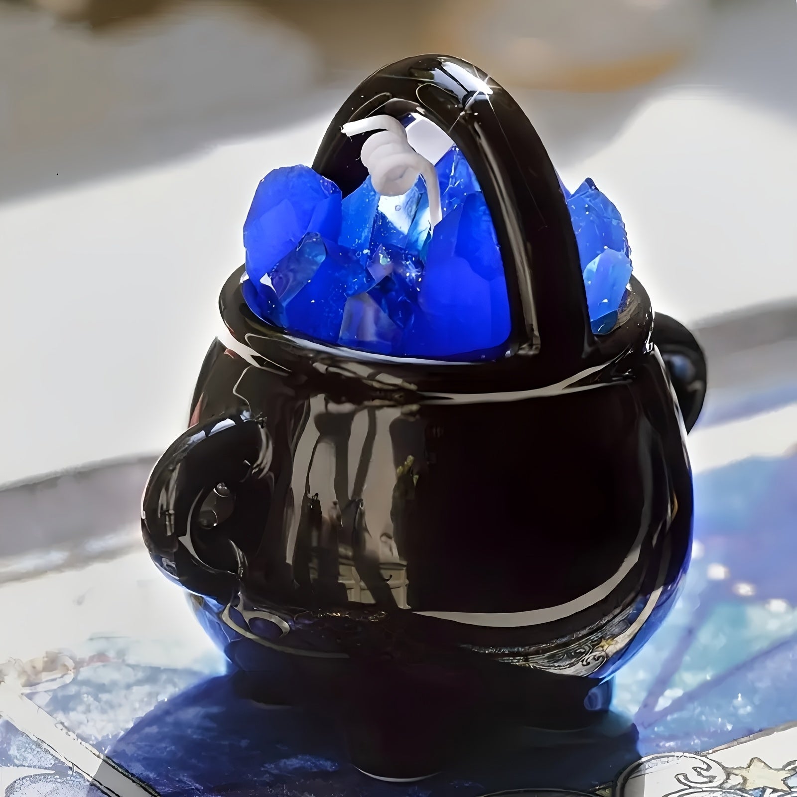 Quemador de Aceite Esencial de Cerámica Negra