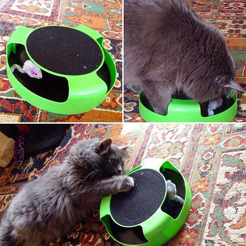 Juguete Interactivo para Gatos, Turntable y Rascador