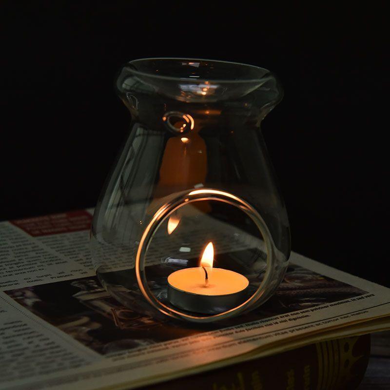 Soporte de Cristal Transparente para Velas Aromáticas