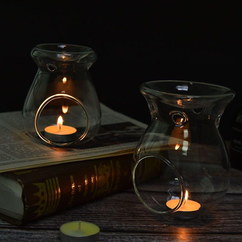 Soporte de Cristal Transparente para Velas Aromáticas
