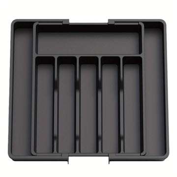 Organizador Expandible de Cajón para Cocina, Bandeja Ajustable para Cubiertos - Negro