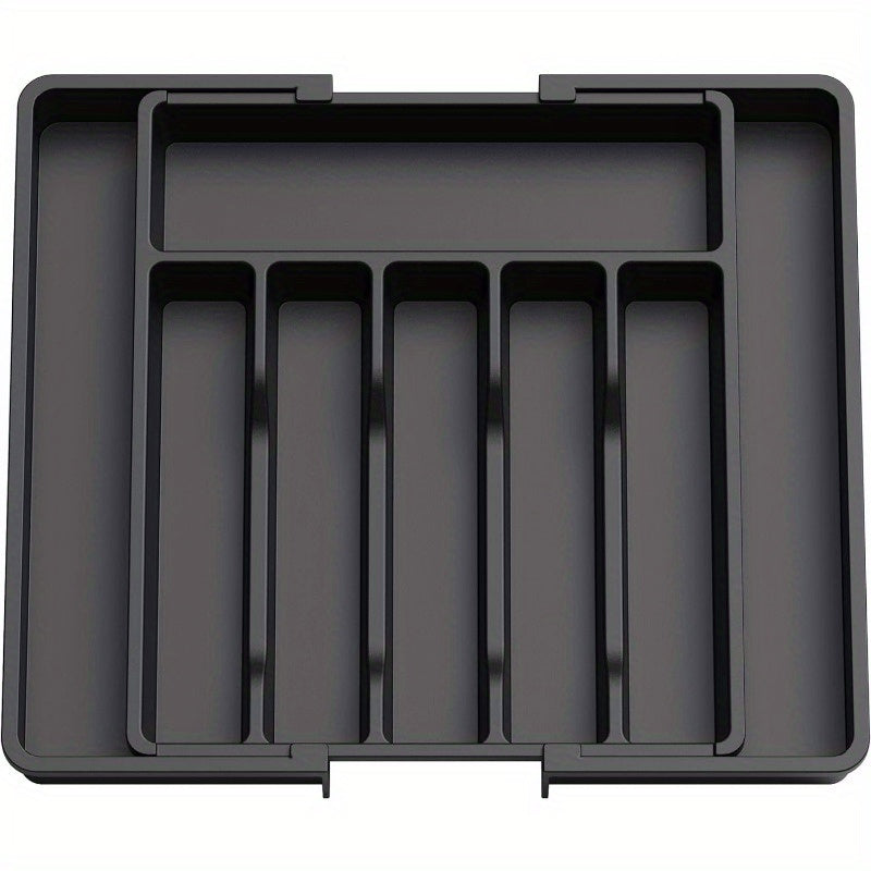 Organizador Expandible de Cajón para Cocina, Bandeja Ajustable para Cubiertos - Negro