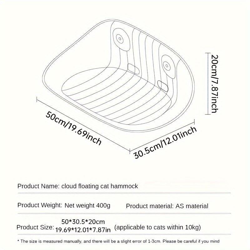 Cama Hamaca para Ventana de Gato, Plataforma Transparente