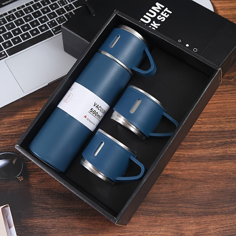 Set de Termo de Acero Inoxidable con Taza para Bebidas Calientes y Frías