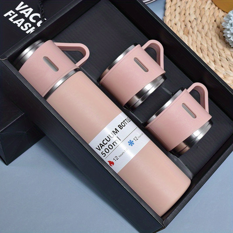 Set de Termo de Acero Inoxidable con Taza para Bebidas Calientes y Frías
