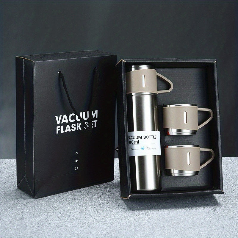 Set de Termo de Acero Inoxidable con Taza para Bebidas Calientes y Frías