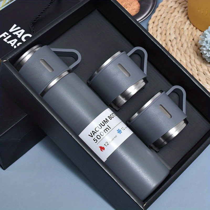 Set de Termo de Acero Inoxidable con Taza para Bebidas Calientes y Frías