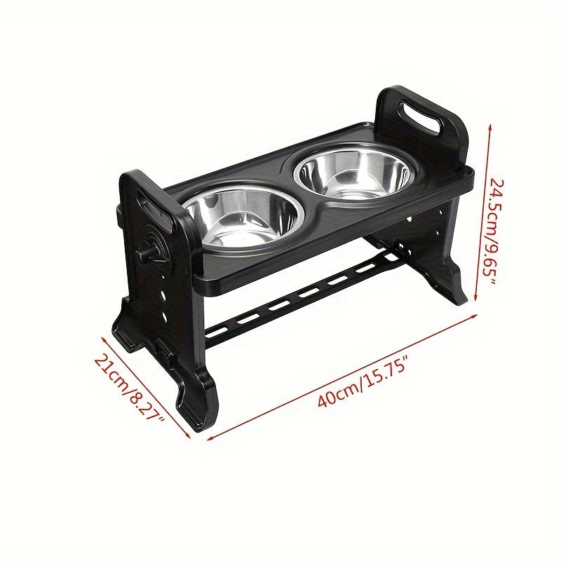 Soporte Ajustable para Comederos de Mascotas en Acero Inoxidable