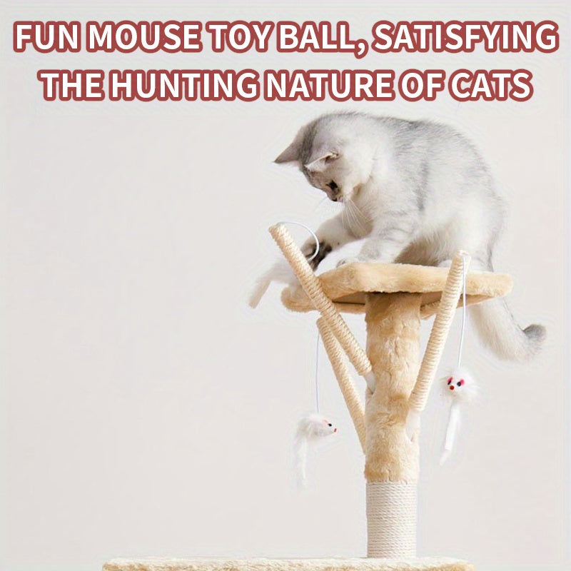 Árbol Rascador Multi-Nivel para Gatos con Hamaca y Pompón