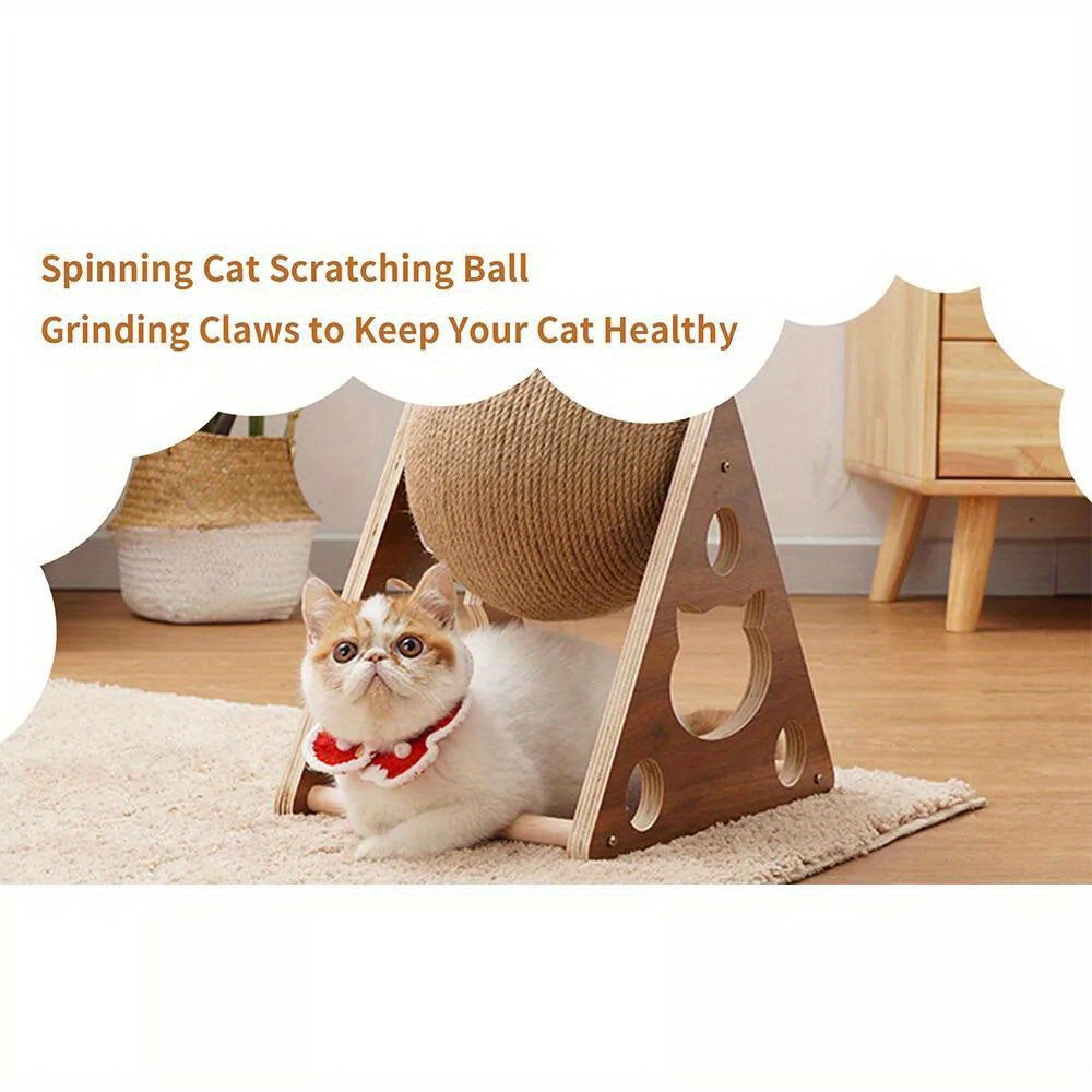 Rascador Interactivo de Madera y Sisal para Gatos