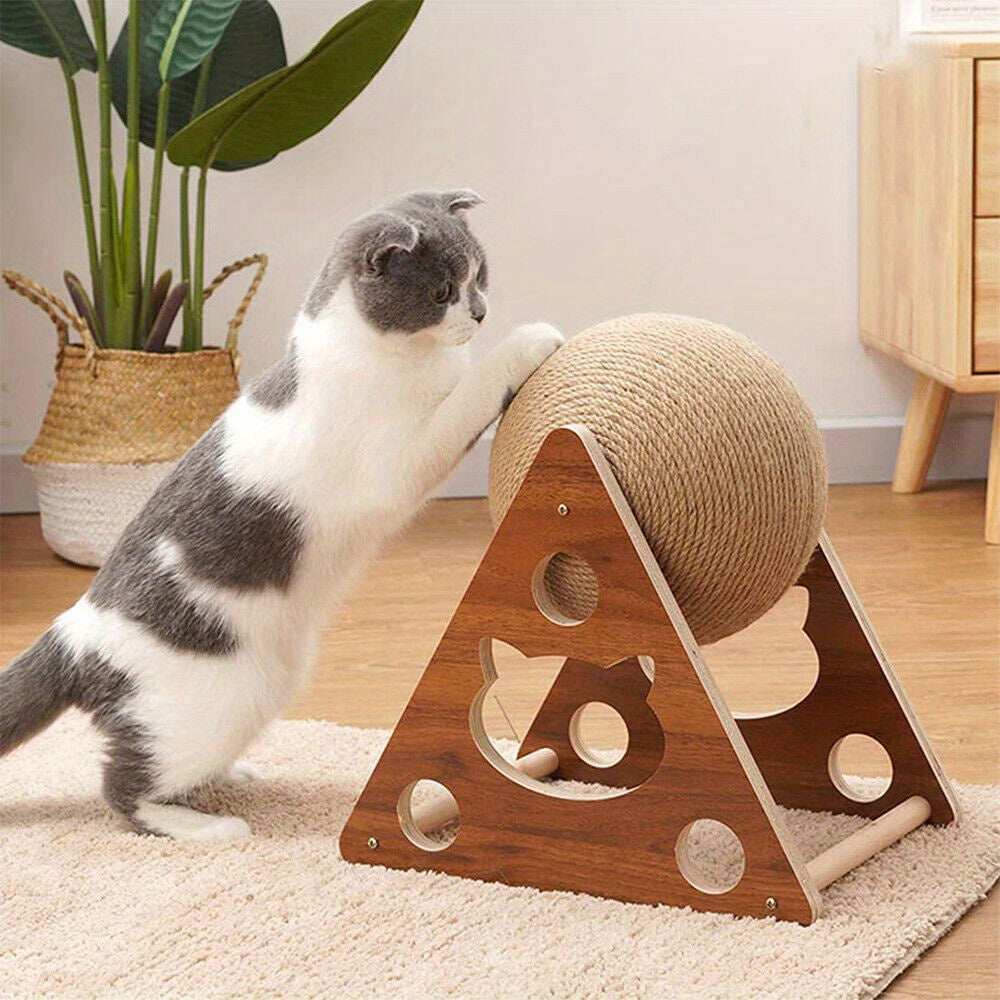 Rascador Interactivo de Madera y Sisal para Gatos