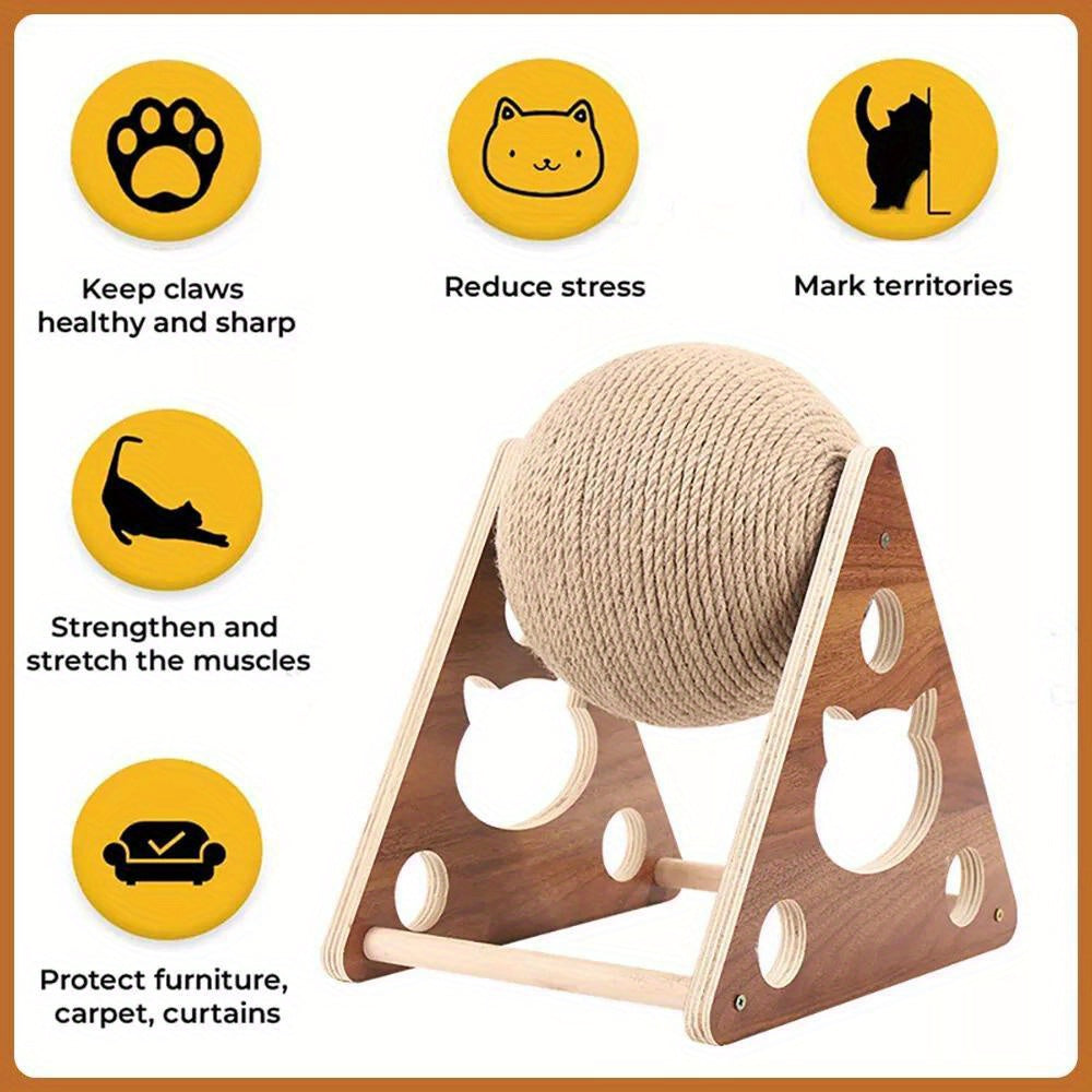 Rascador Interactivo de Madera y Sisal para Gatos
